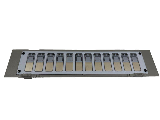 Fire alarm control panel module with 10 zones, gray metal housing, used fire safety equipment
