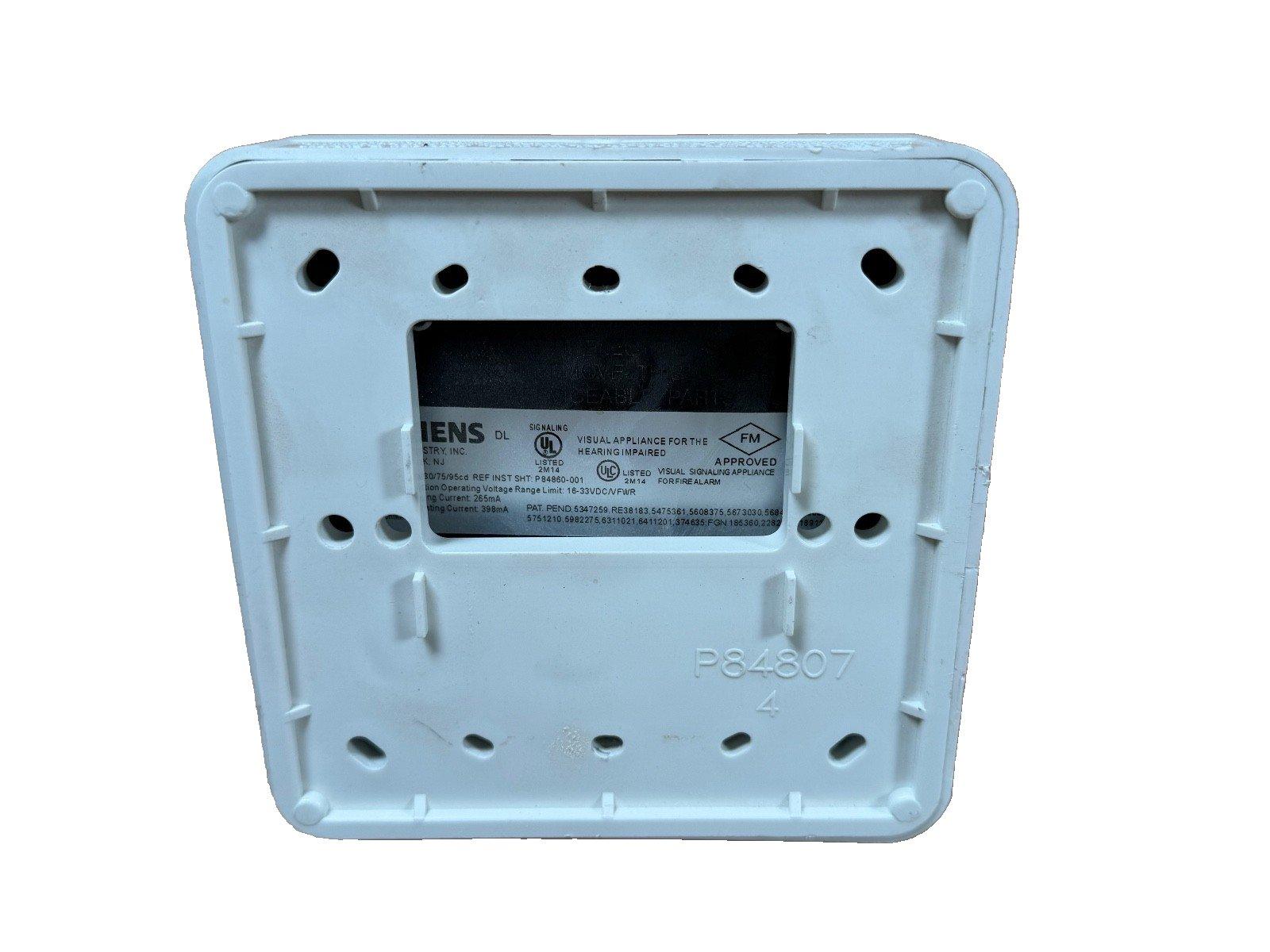 Siemens fire alarm visual signaling device for hearing impaired, UL listed, model P84807