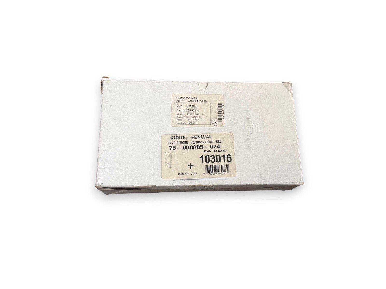 Kidde-Fenwal 75-00005-024 Sync Strobe fire alarm device box, 24 VDC, red, used surplus equipment