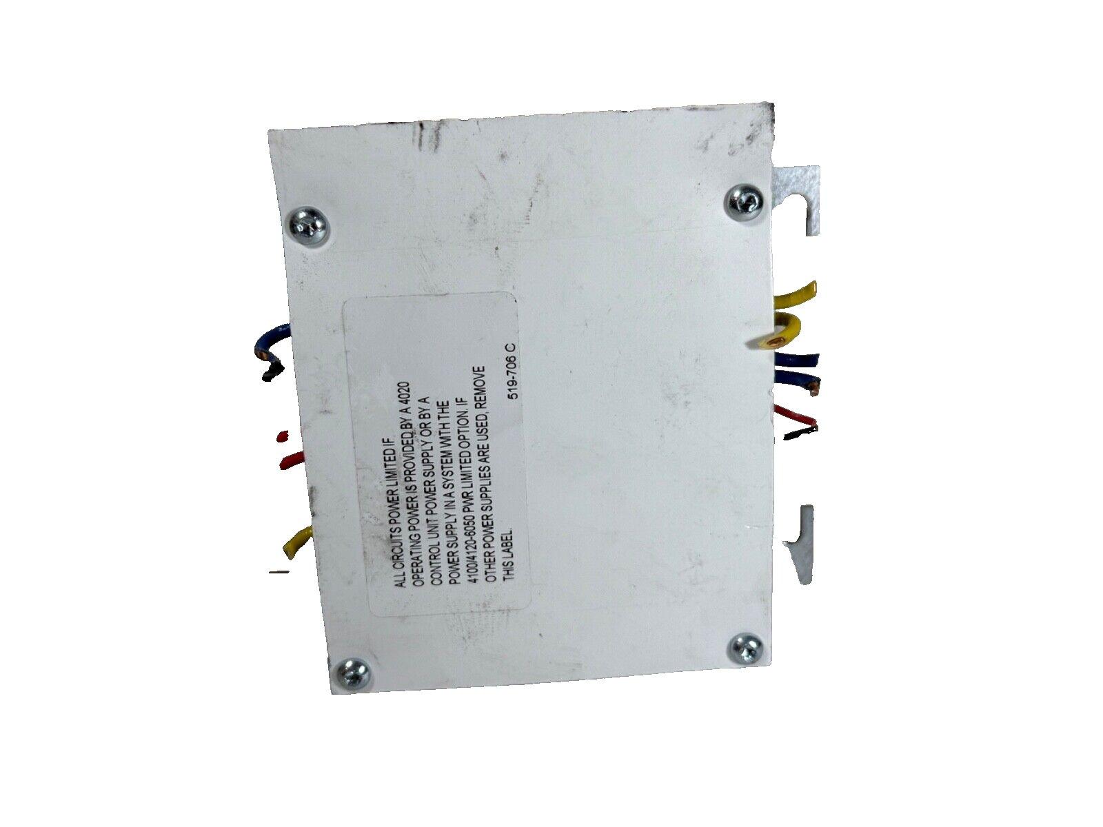 Fire alarm power supply module with wiring terminals and safety label for commercial systems