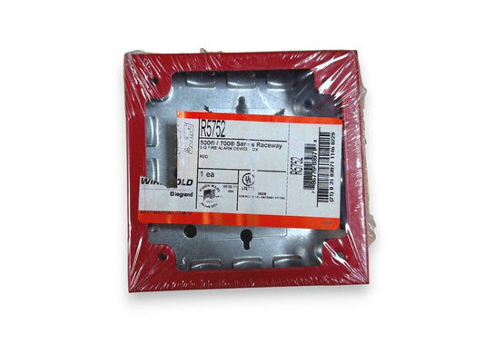 Red fire alarm device box, model R5752, for 500/700 series raceway, sealed in plastic wrap