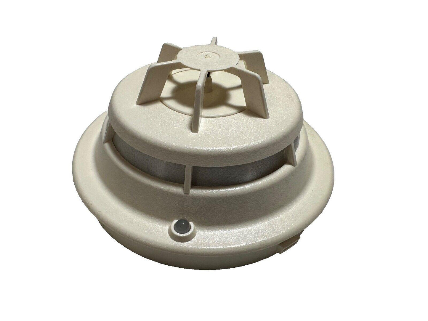White smoke detector with vented design and indicator light for fire alarm systems