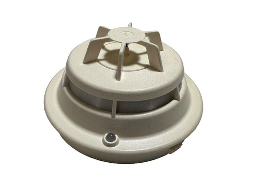 White smoke detector with vented design and indicator light for fire alarm systems