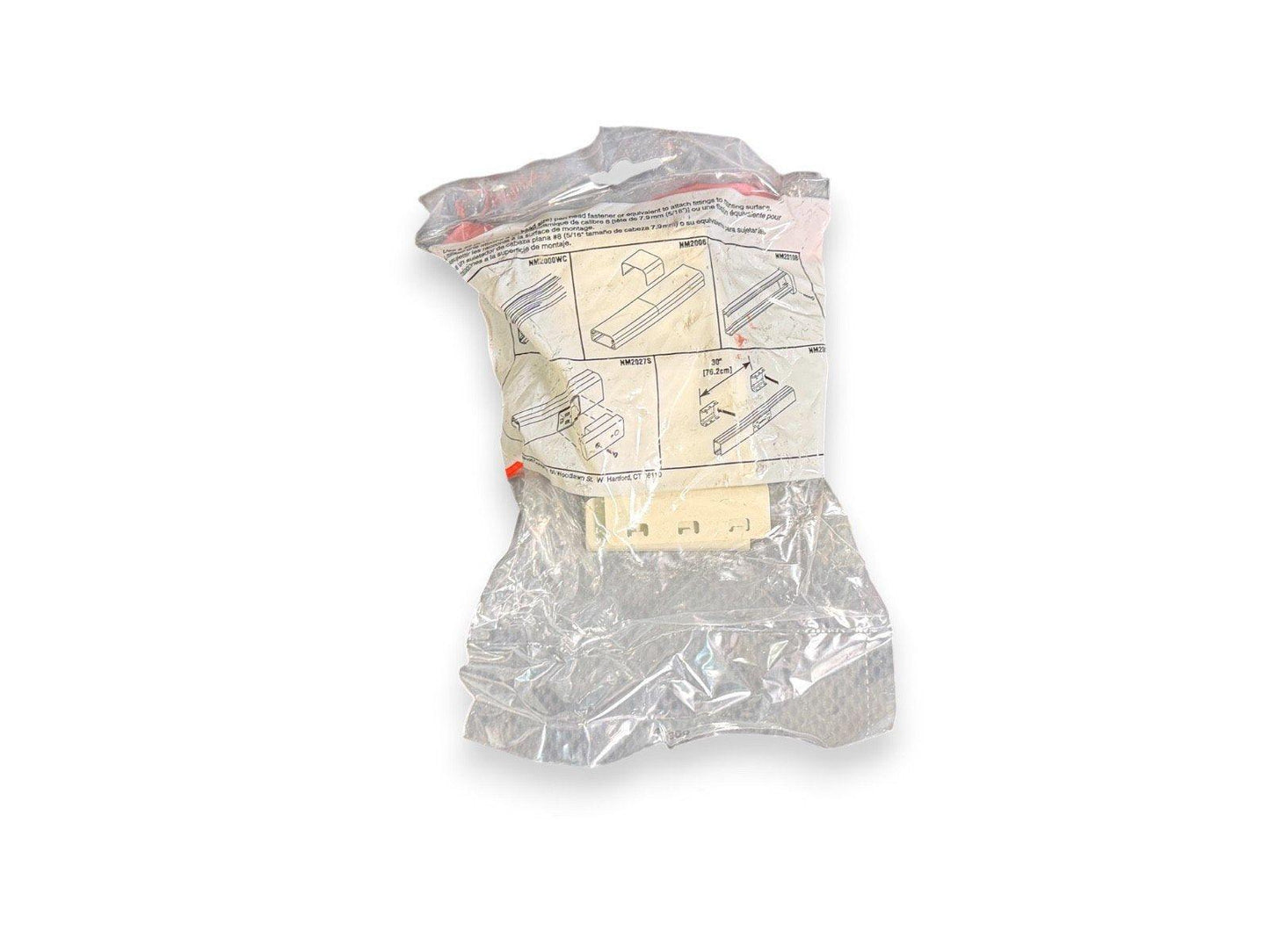 Fire alarm mounting bracket kit in clear packaging with installation diagrams