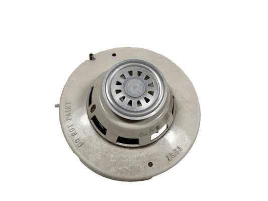 Used fire alarm smoke detector with test button and 'Do Not Paint' label, for fire safety systems