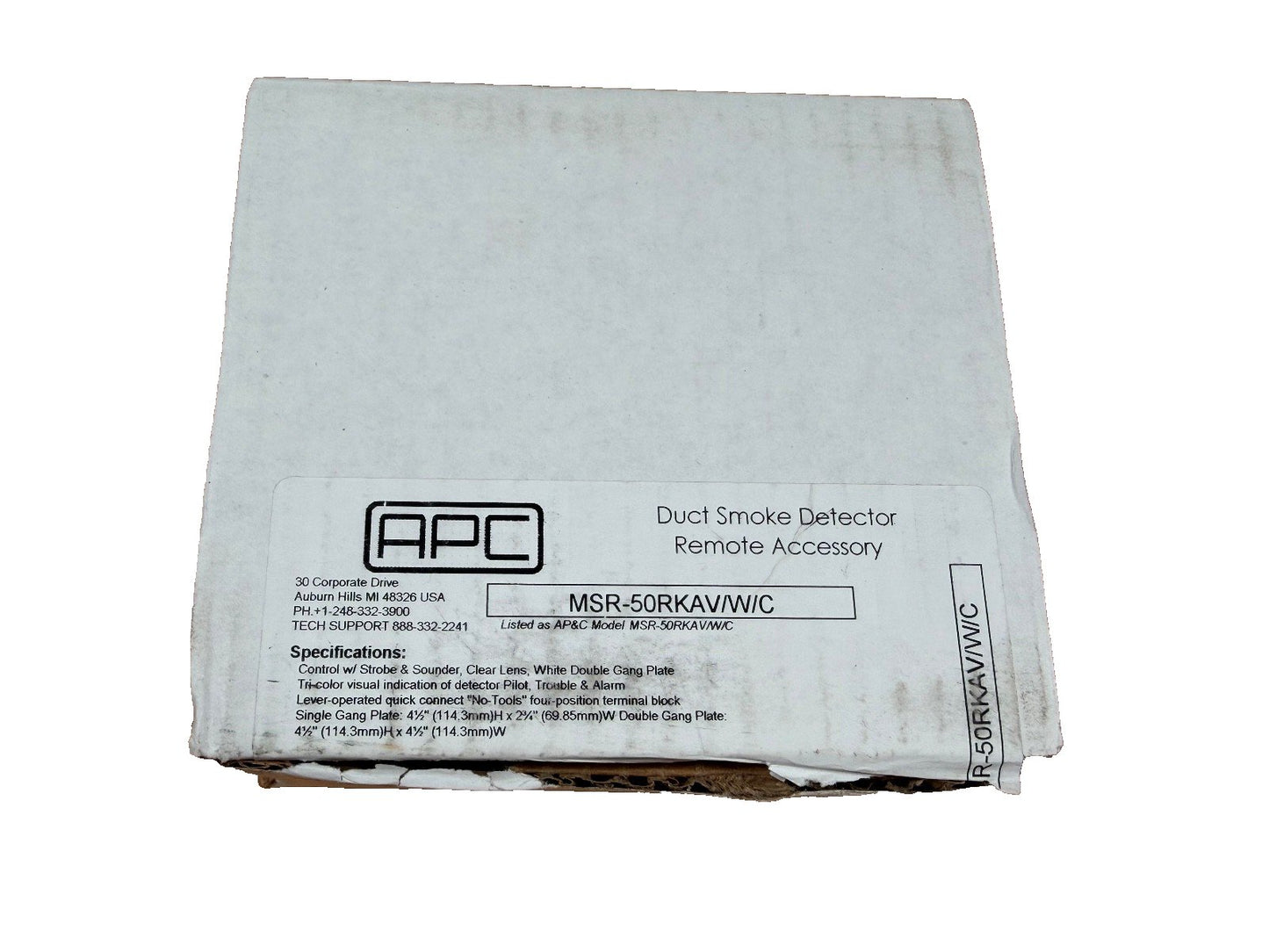 APC (Air Products) MSR-50RKAV/W/C Fire Alarm Duct Detector Assy (NEW IN BOX)