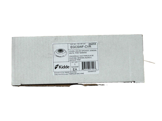 Kidde EGCSWF-CVR white ceiling speaker cover with 'FIRE' marking, fire alarm equipment