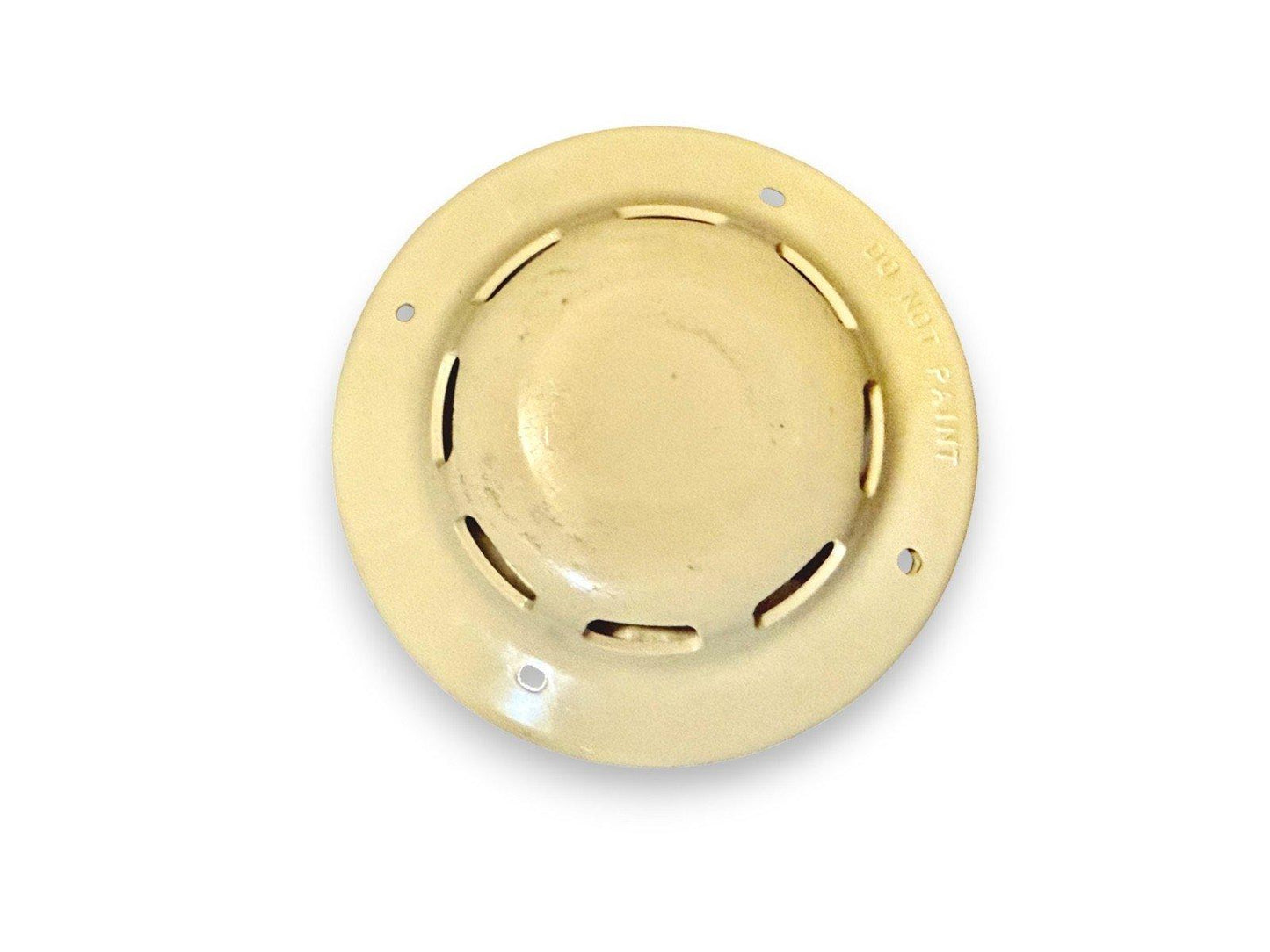 Beige fire alarm detector base with mounting holes and 'DO NOT PAINT' text, for commercial or residential use.