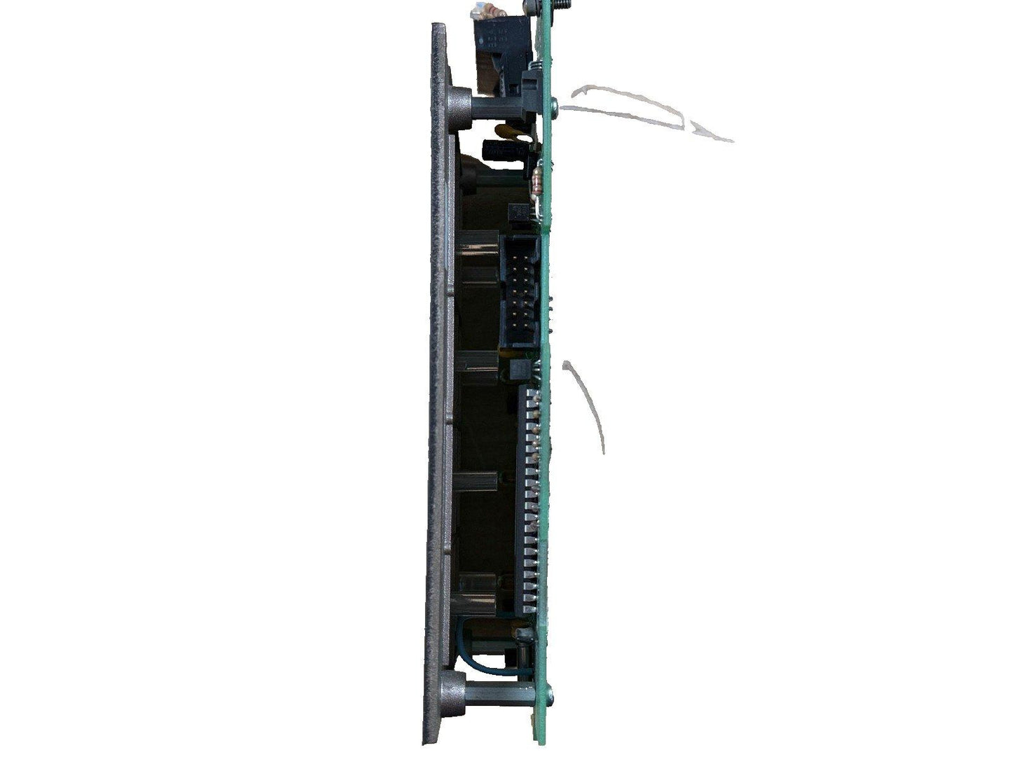 Fire alarm control panel circuit board with connectors and mounting hardware