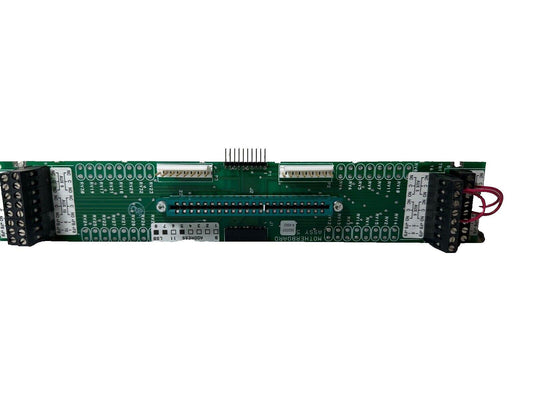 Fire alarm control panel motherboard with terminal blocks and connectors for fire safety systems