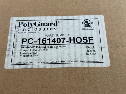 Poly-Guard PC-161407-HOSF Polycarbonate Molded Enclosures (NEW IN BOX) Poly-Guard