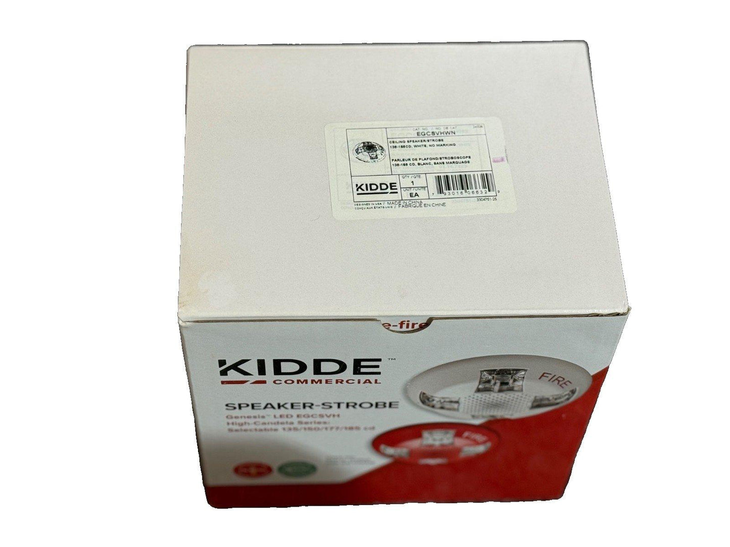 Kidde EGCSVHWN Fire Alarm Speaker Strobe Ceiling White No Text (NEW IN BOX)