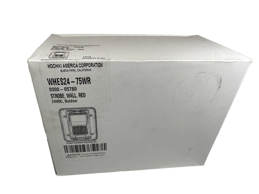 Hochiki WHES24-75WR red wall strobe fire alarm, 24VDC outdoor, packaged in original box