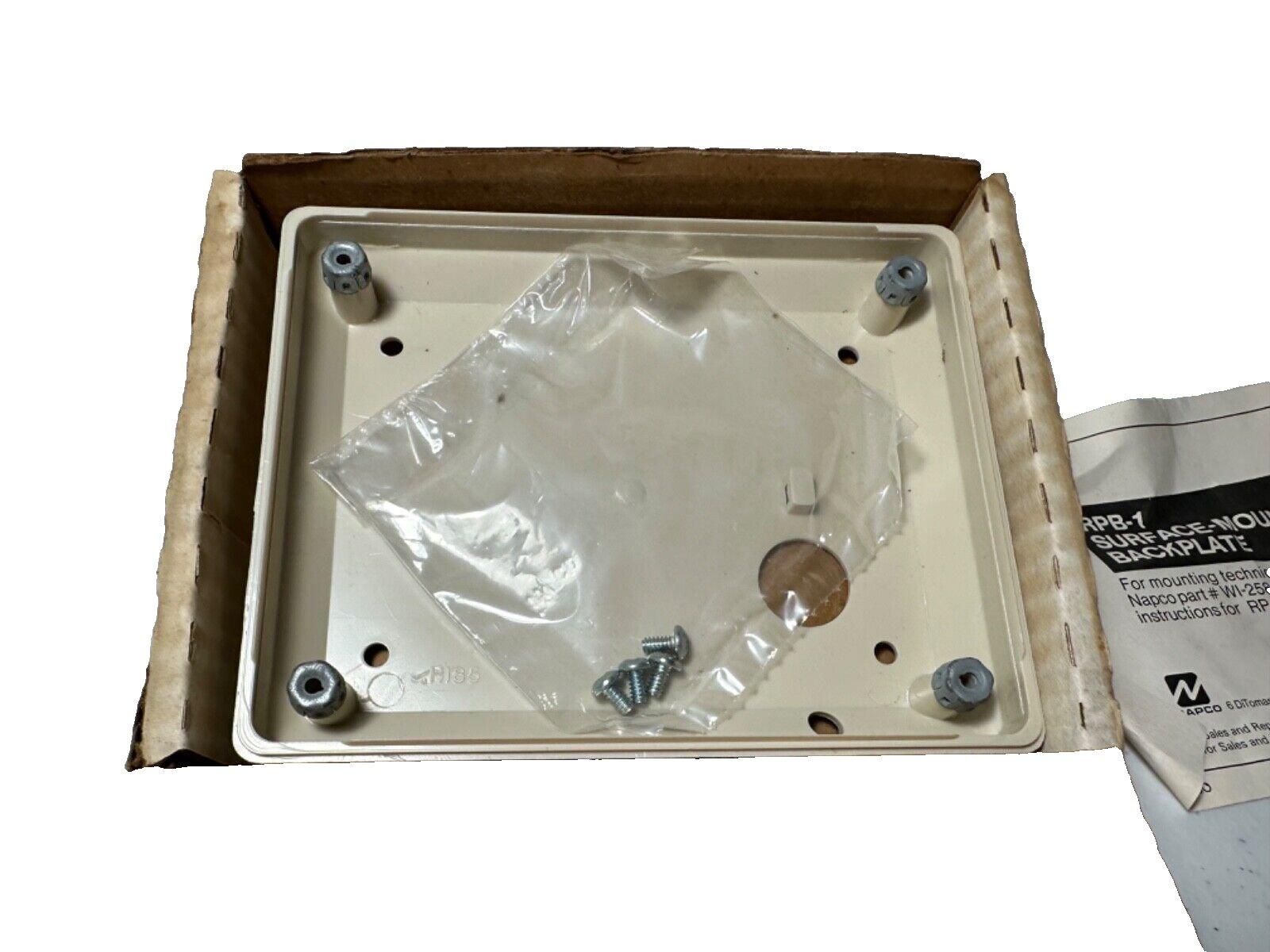 Napco RPB-1 surface mount backplate with screws and hardware for fire alarm installation