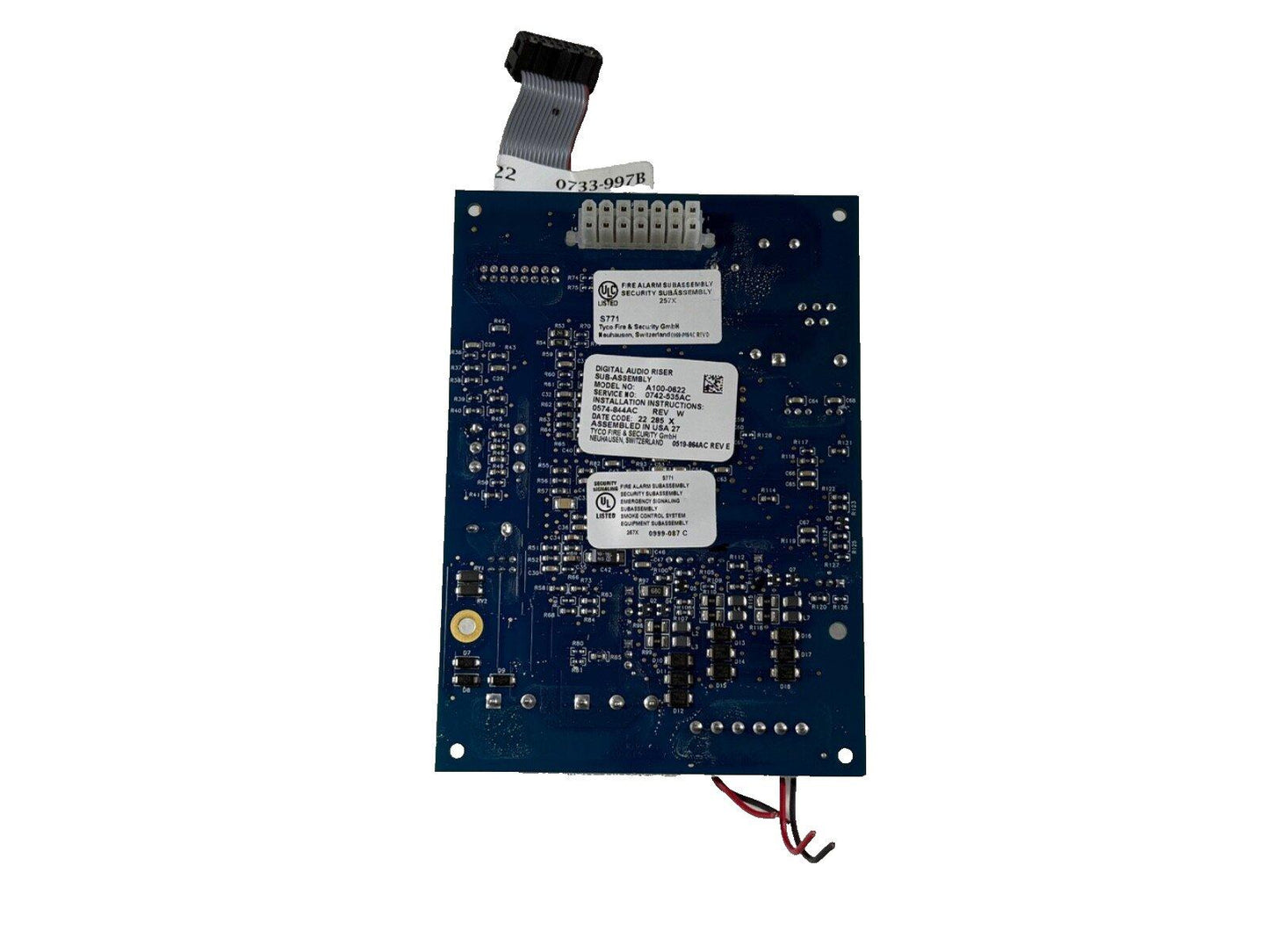 Tyco fire alarm control panel circuit board with digital audio riser and UL listed components