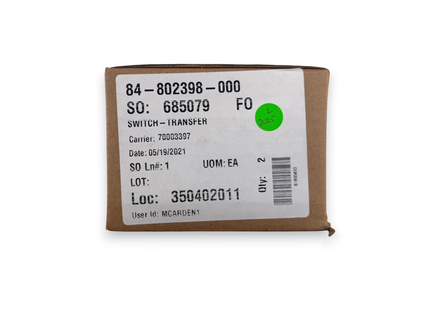 Kidde-Fenwal 84-802398-000 Main Reserve Electric Transfer Switch (NEW IN BOX)