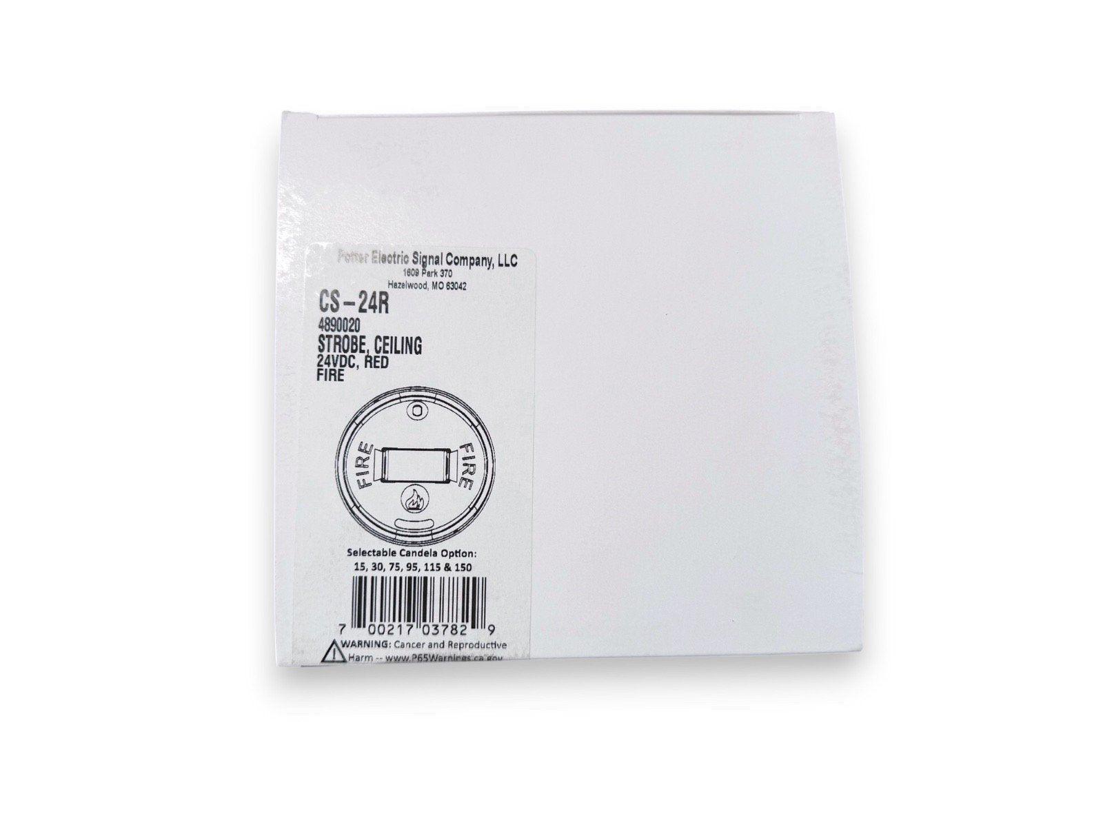 Potter CS-24R ceiling fire strobe, 24VDC red, for fire alarm systems