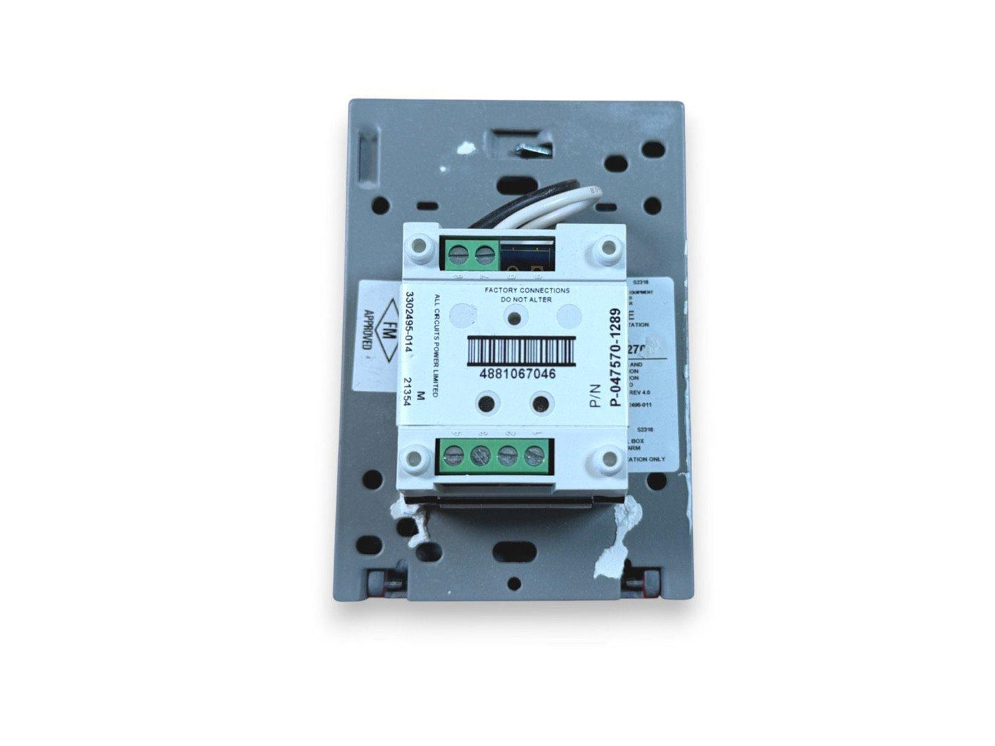 Fire alarm control module with factory connections and FM approval label, part number P-047570-1289