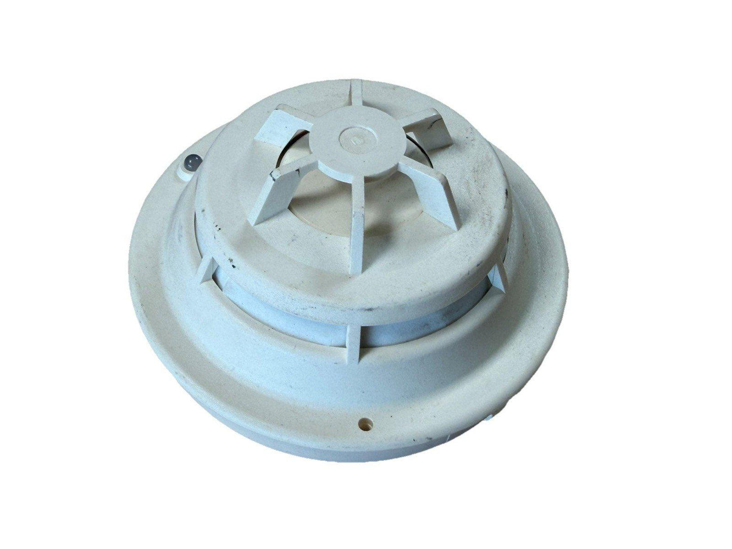 White ceiling-mounted smoke detector for fire alarm systems