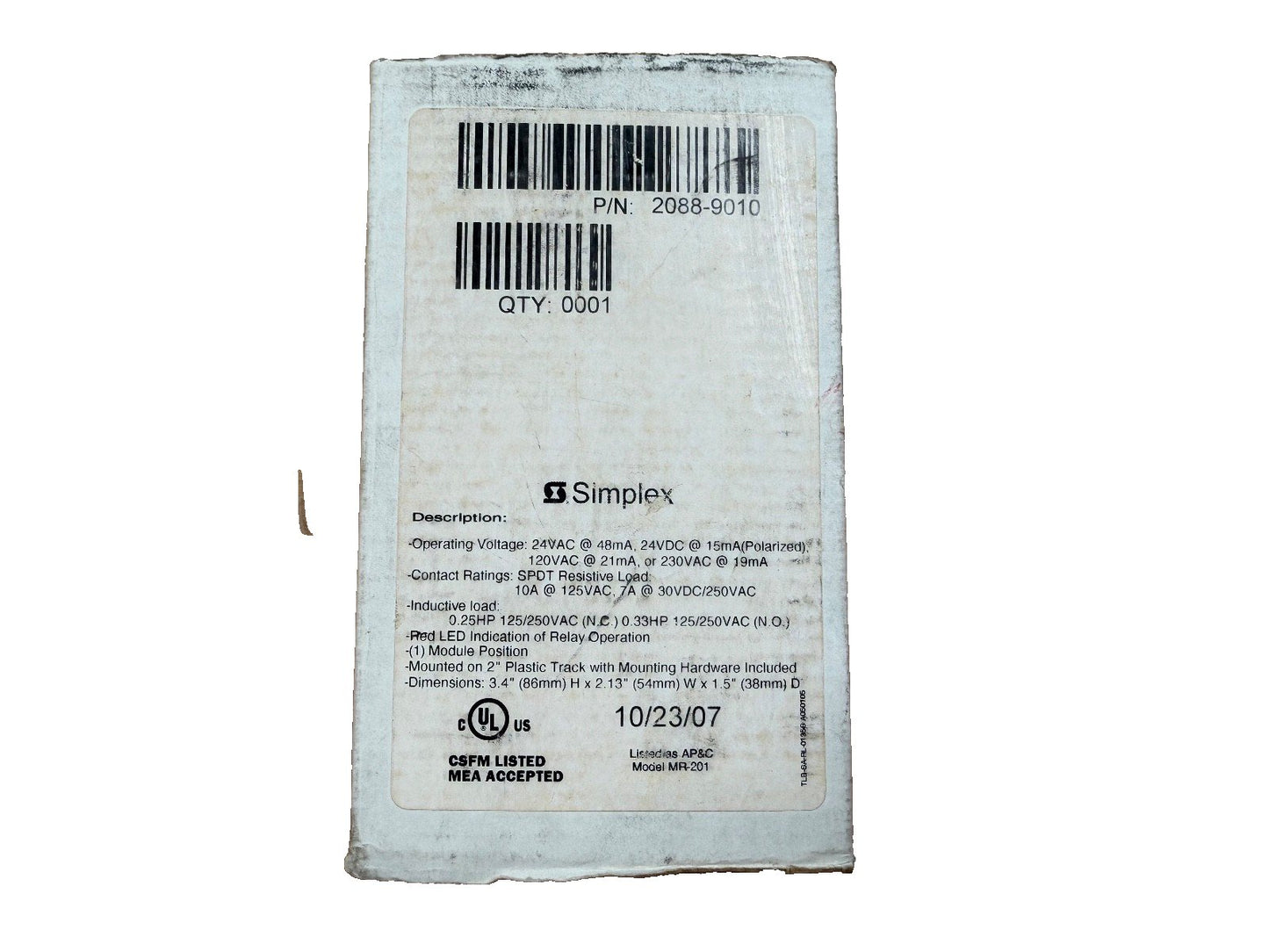 Simplex 2088-9010 Fire Alarm MR-201C Relay (NEW IN BOX)