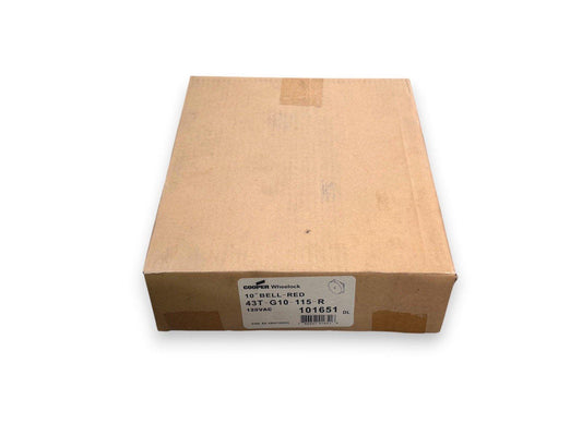Cooper Wheelock 10" red fire alarm bell, 120VAC, model 43T-G10-115-R in original packaging