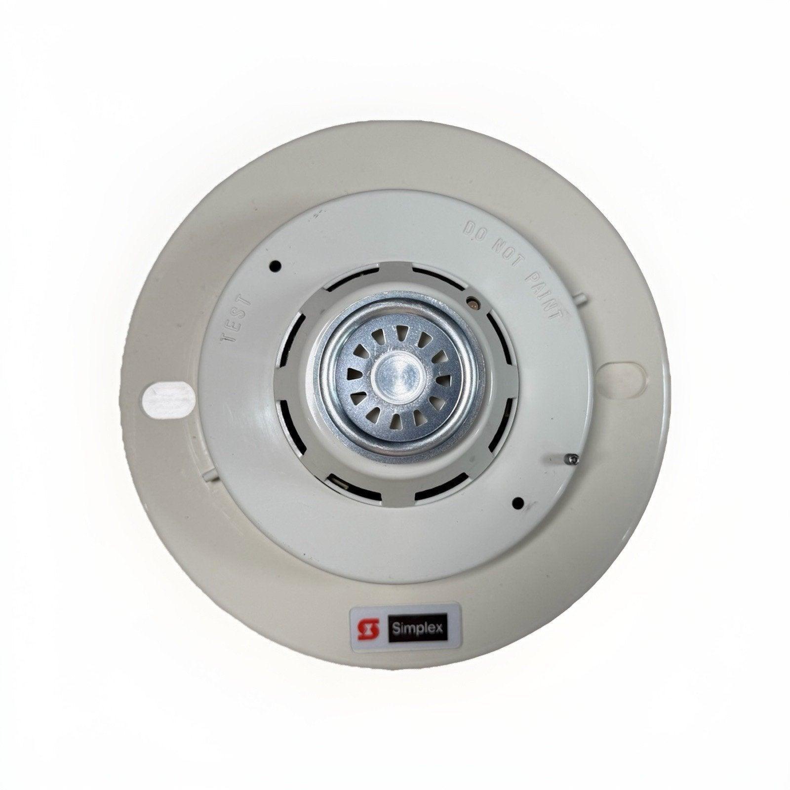 Simplex fire alarm horn speaker with test button and do not paint warning, white ceiling mount