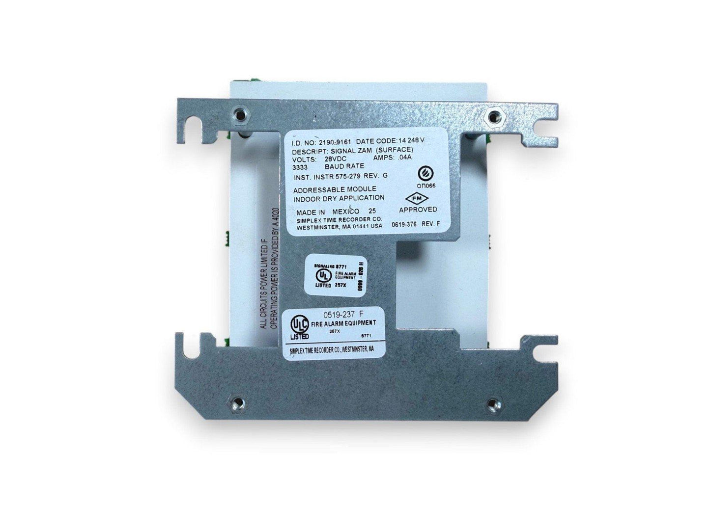 Signal ZAM addressable fire alarm module, 28VDC, UL listed for indoor use, made in Mexico