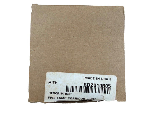 Five lamp corridor light, fire alarm accessory, made in USA, model SDZ010505