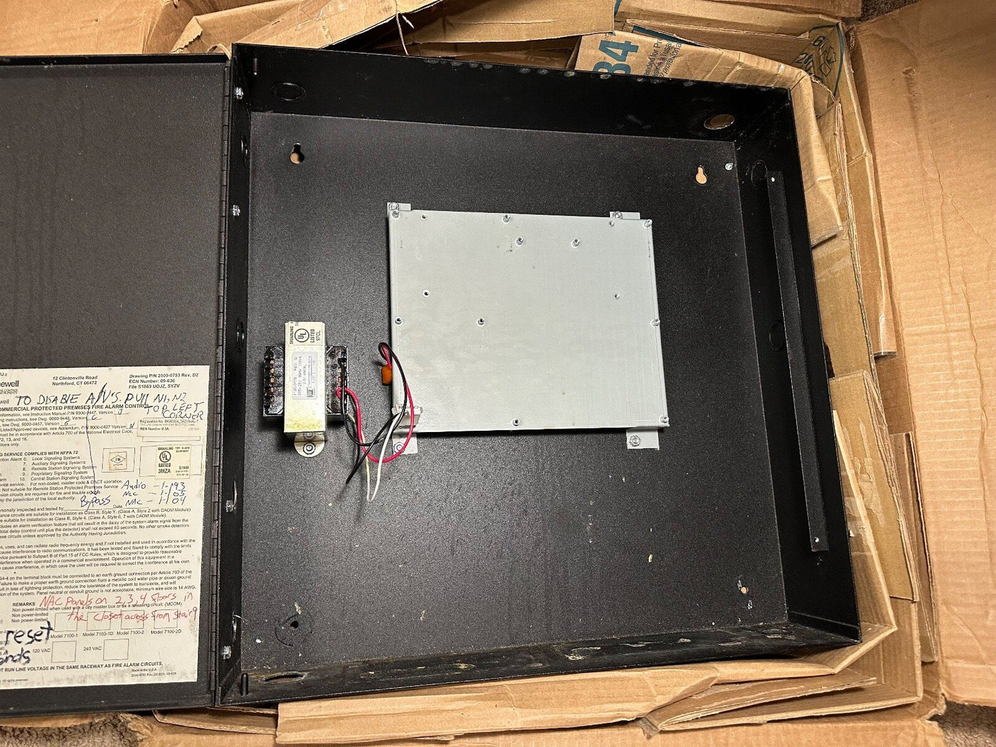 Gamewell-FCI 7100 Fire Alarm Control Panel Cabinet