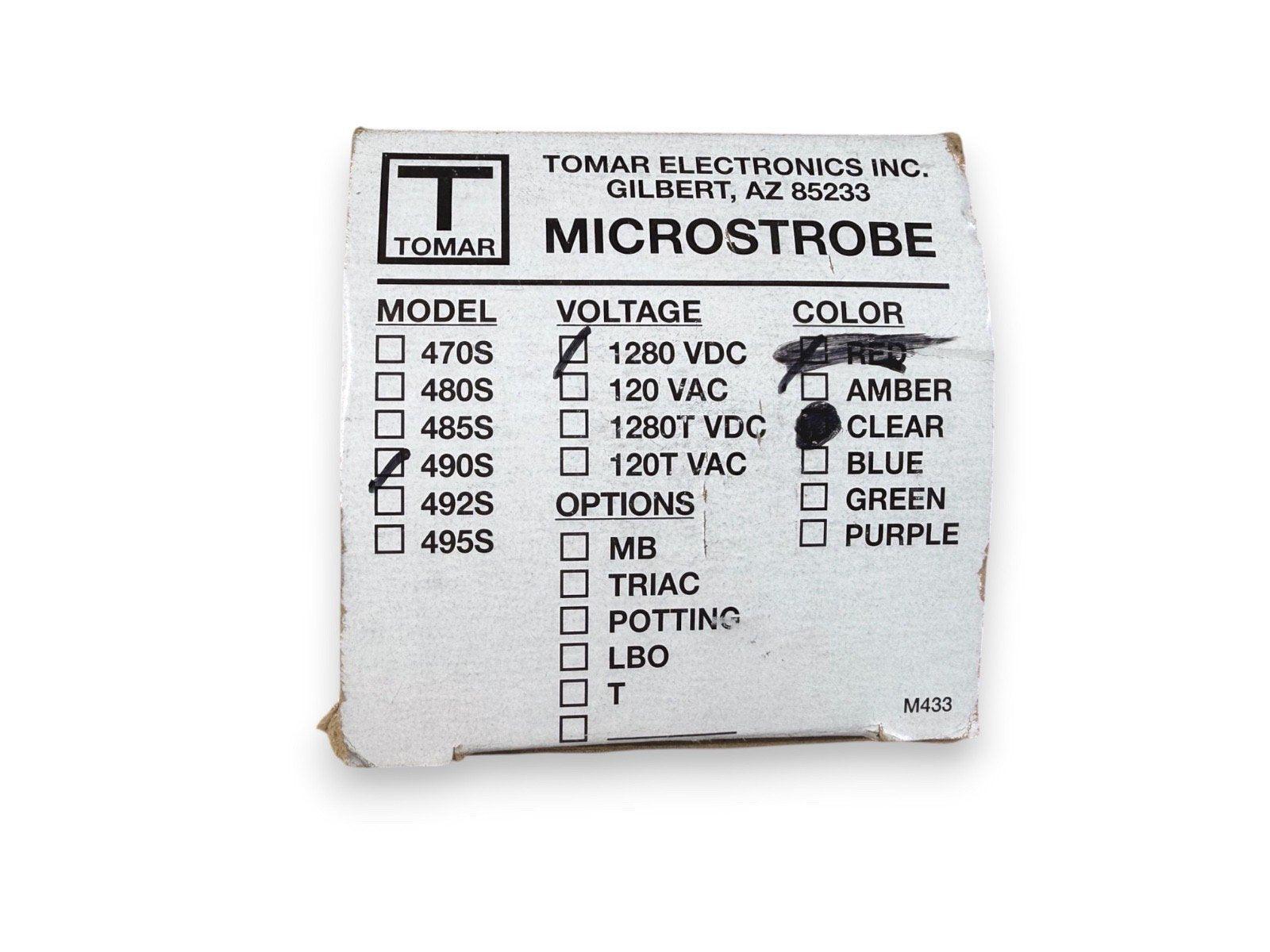 Tomar Microstrobe fire alarm strobe light box, model 490S, 1280 VDC, red color, used equipment