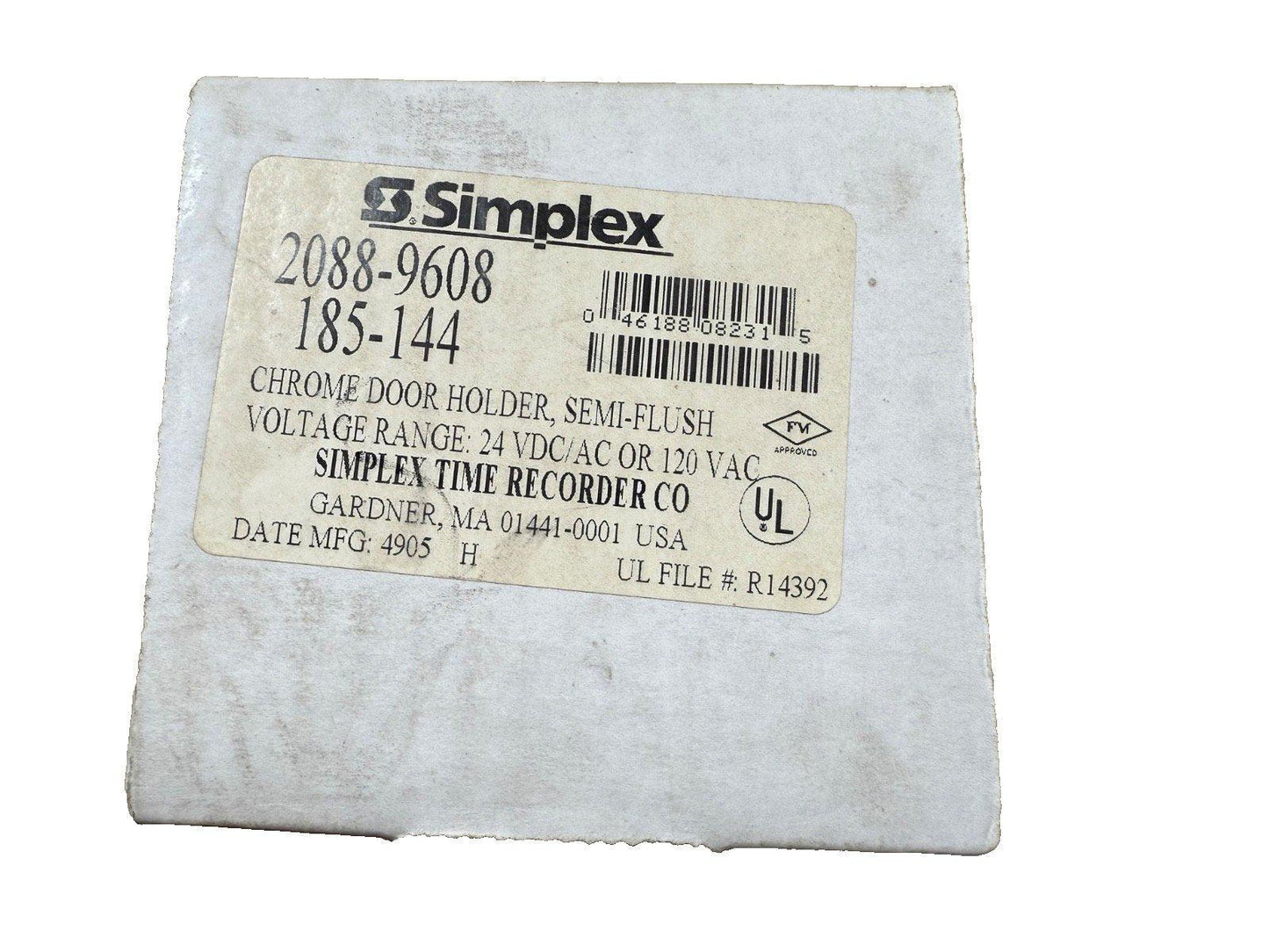 Simplex 2088-9608 chrome door holder, semi-flush, 24VDC/AC or 120VAC, UL listed fire alarm accessory