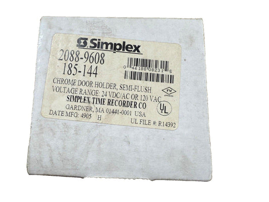 Simplex 2088-9608 chrome door holder, semi-flush, 24VDC/AC or 120VAC, UL listed fire alarm accessory