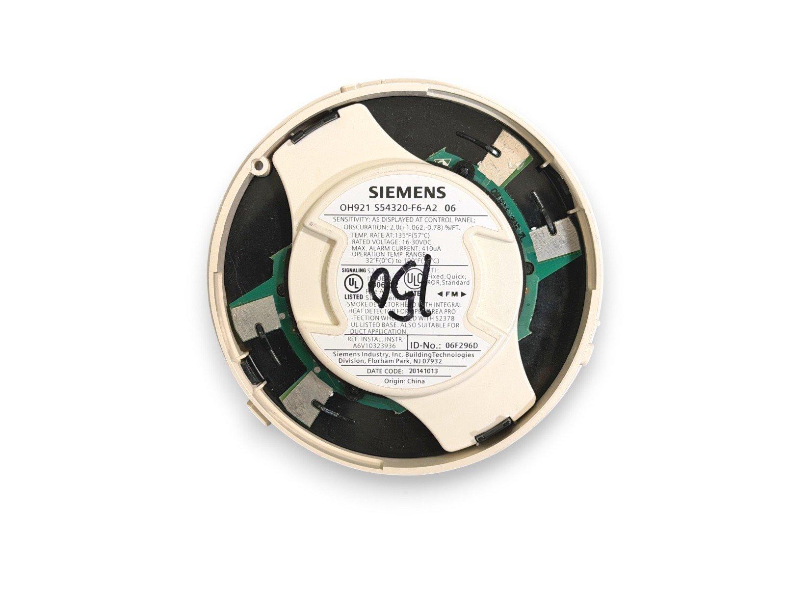 Siemens OH921 smoke detector head with integral heat detector, UL listed for fire alarm systems