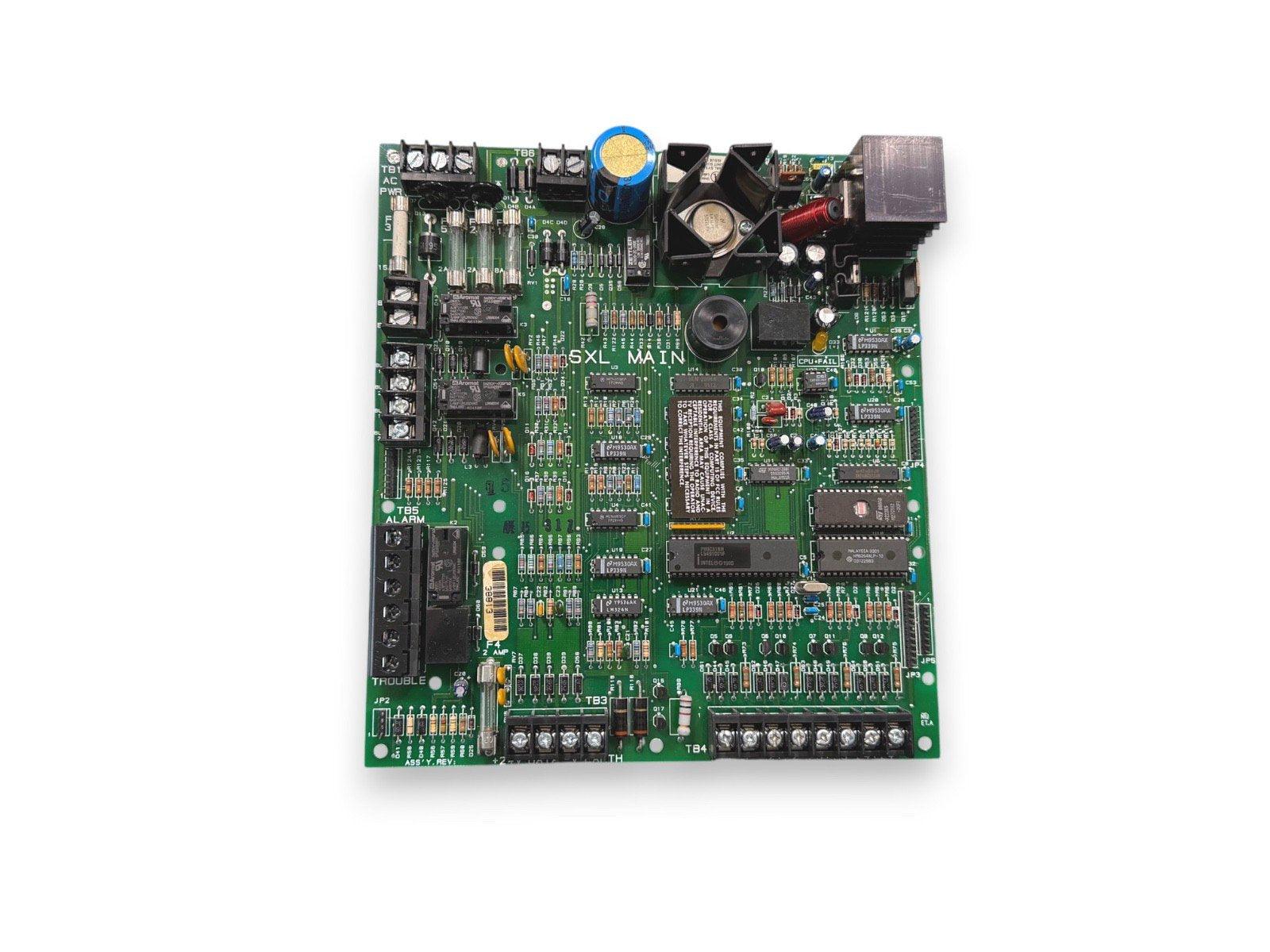 SXL Main fire alarm control panel circuit board with connectors and components