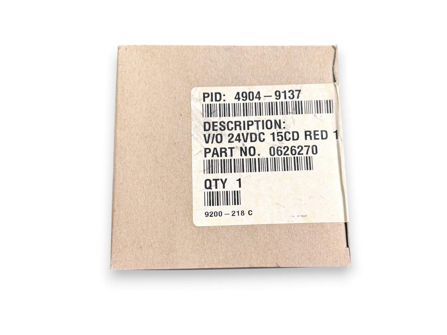Fire alarm component box labeled V/O 24VDC 15CD red, part no. 0626270, for fire safety systems