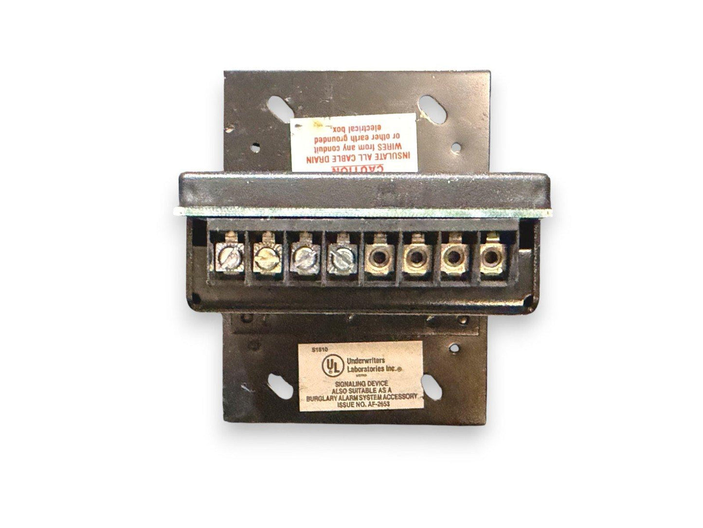 UL listed fire alarm signaling device with terminal connections, suitable for burglar alarm systems