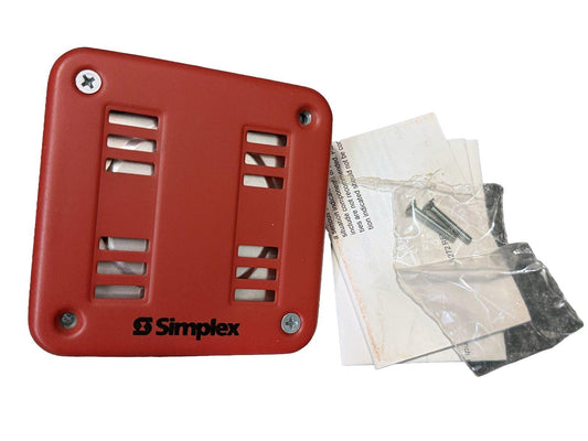 Simplex fire alarm speaker with mounting hardware and instructions for fire safety systems