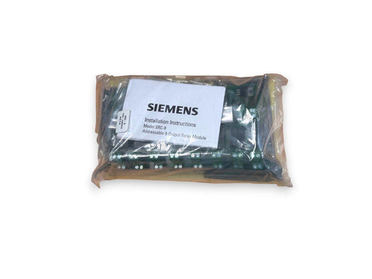 Siemens SRC-8 addressable 8-output relay module for fire alarm systems, packaged with instructions