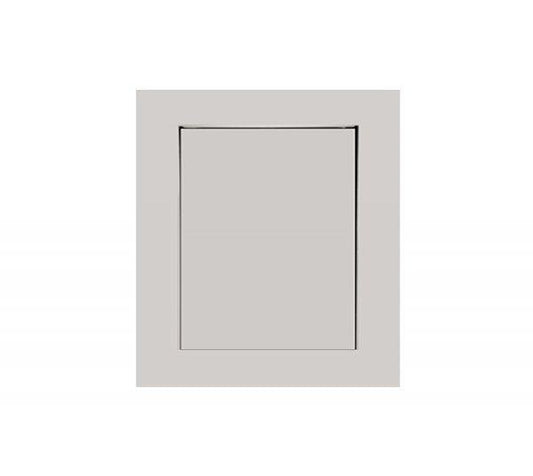 Beige fire alarm pull station cover with recessed panel design