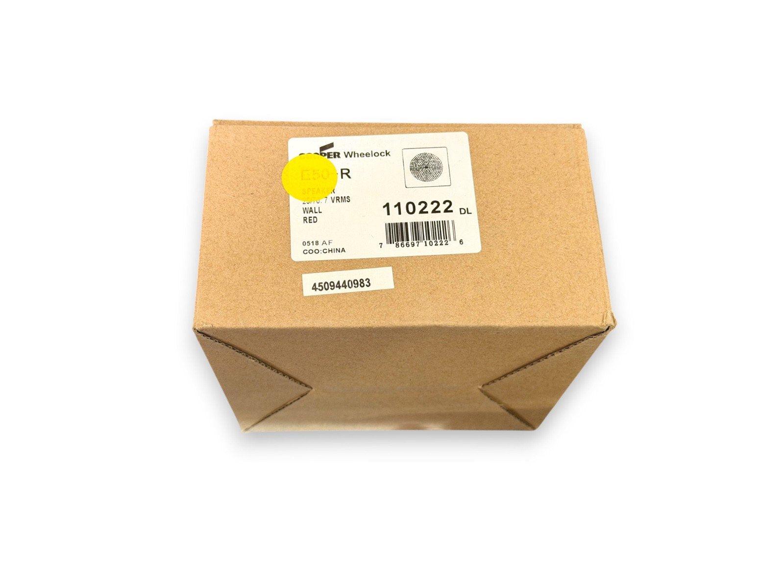 Cooper Wheelock fire alarm speaker E50-R, 25/70.7 VRMS, wall mount, red, model 110222 DL