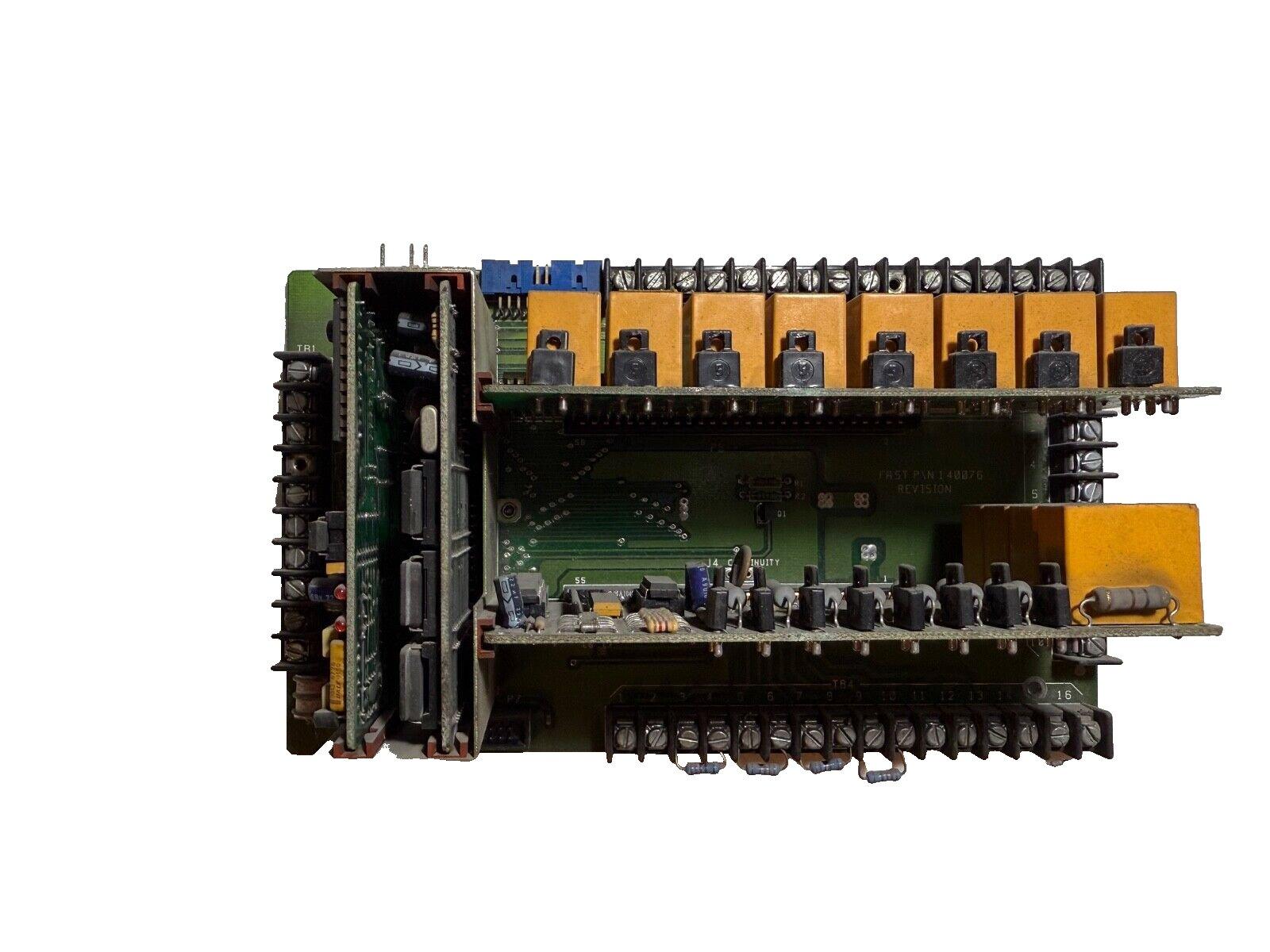 Fire alarm control panel circuit board with relays and connectors for commercial security systems