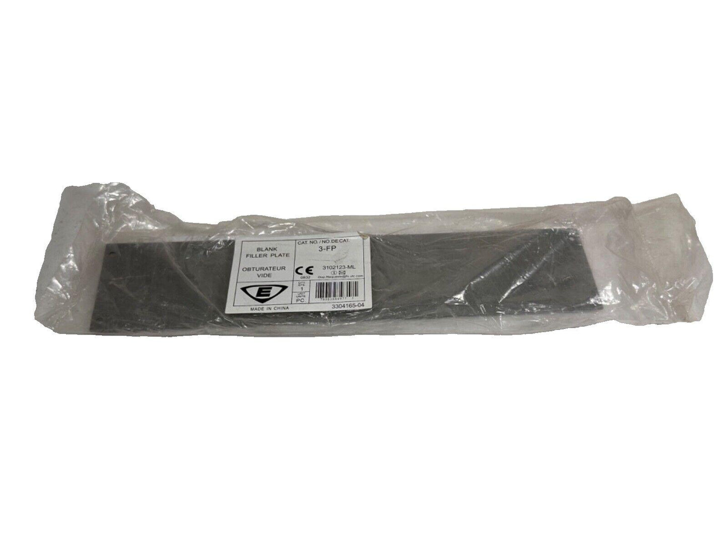 Blank filler plate for fire alarm panels, model 3-FP, sealed in plastic packaging