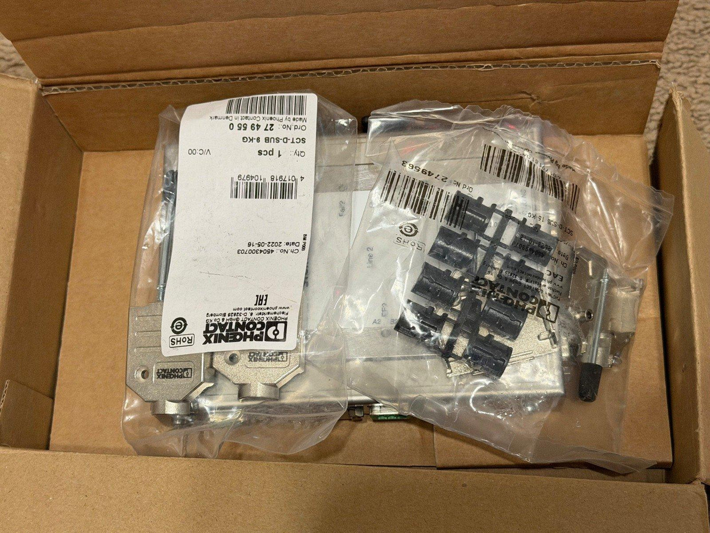 Phoenix Contact fire alarm components in original packaging, new surplus equipment for safety systems