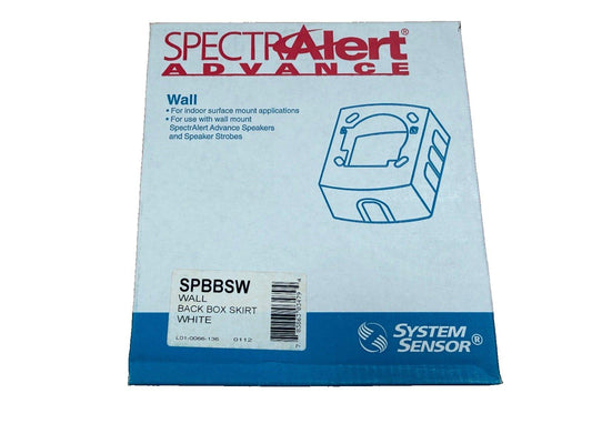 SpectrAlert Advance SPBBSW white wall back box skirt for fire alarm speakers, System Sensor packaging