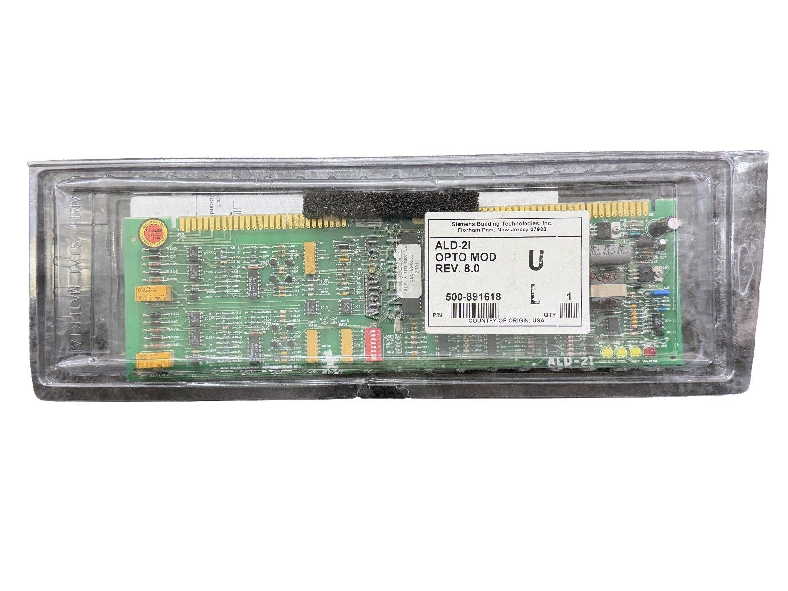 Siemens ALD-2I Opto Module Rev 8.0 fire alarm circuit board in anti-static packaging, part #500-891618