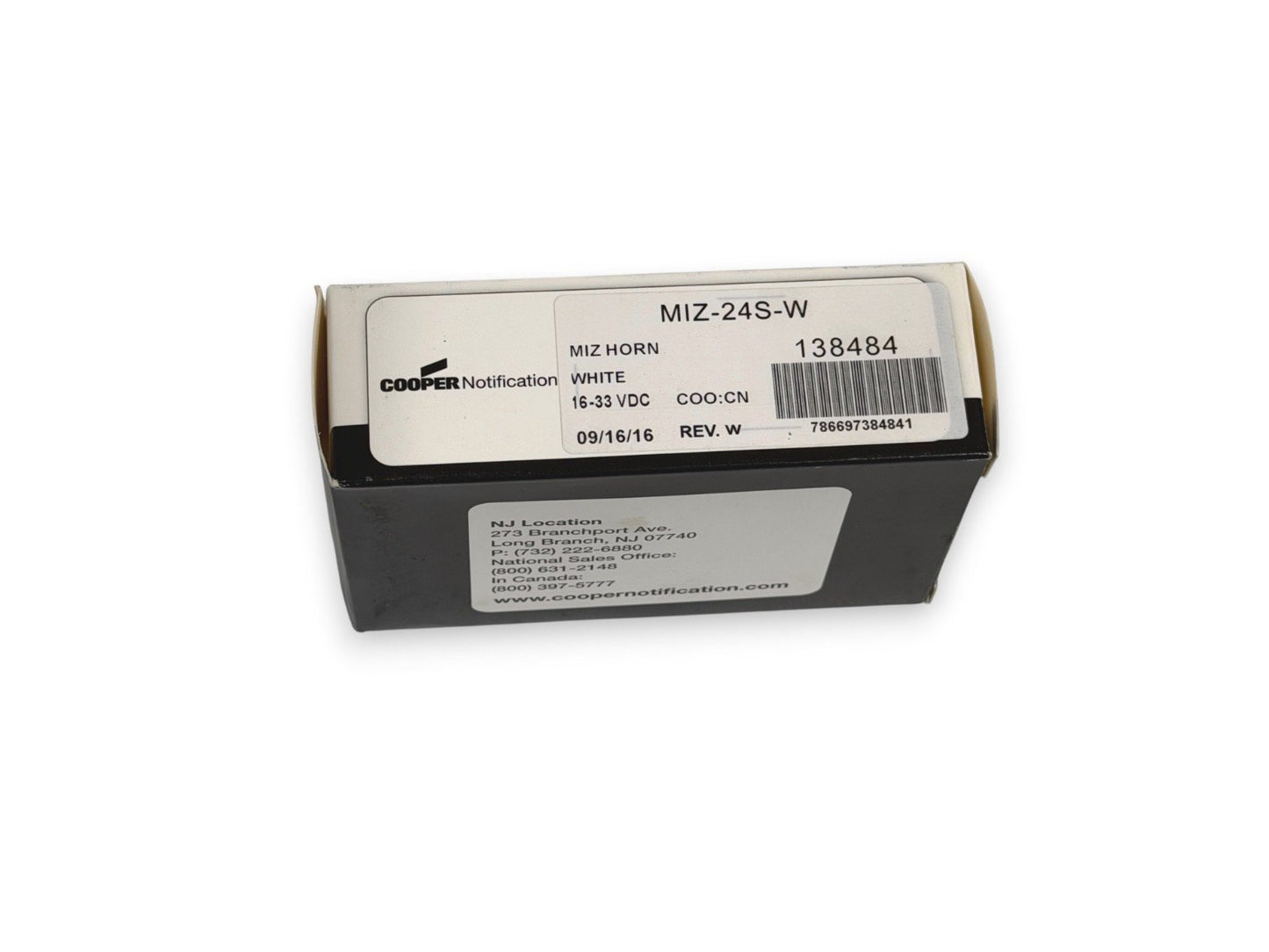 Eaton Wheelock MIZ-24S-W 138484 Fire Alarm Mini Horn White (NEW IN BOX)