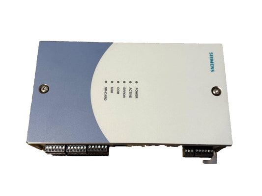 Siemens fire alarm control module with SD card, USB, and terminal connections for fire safety systems