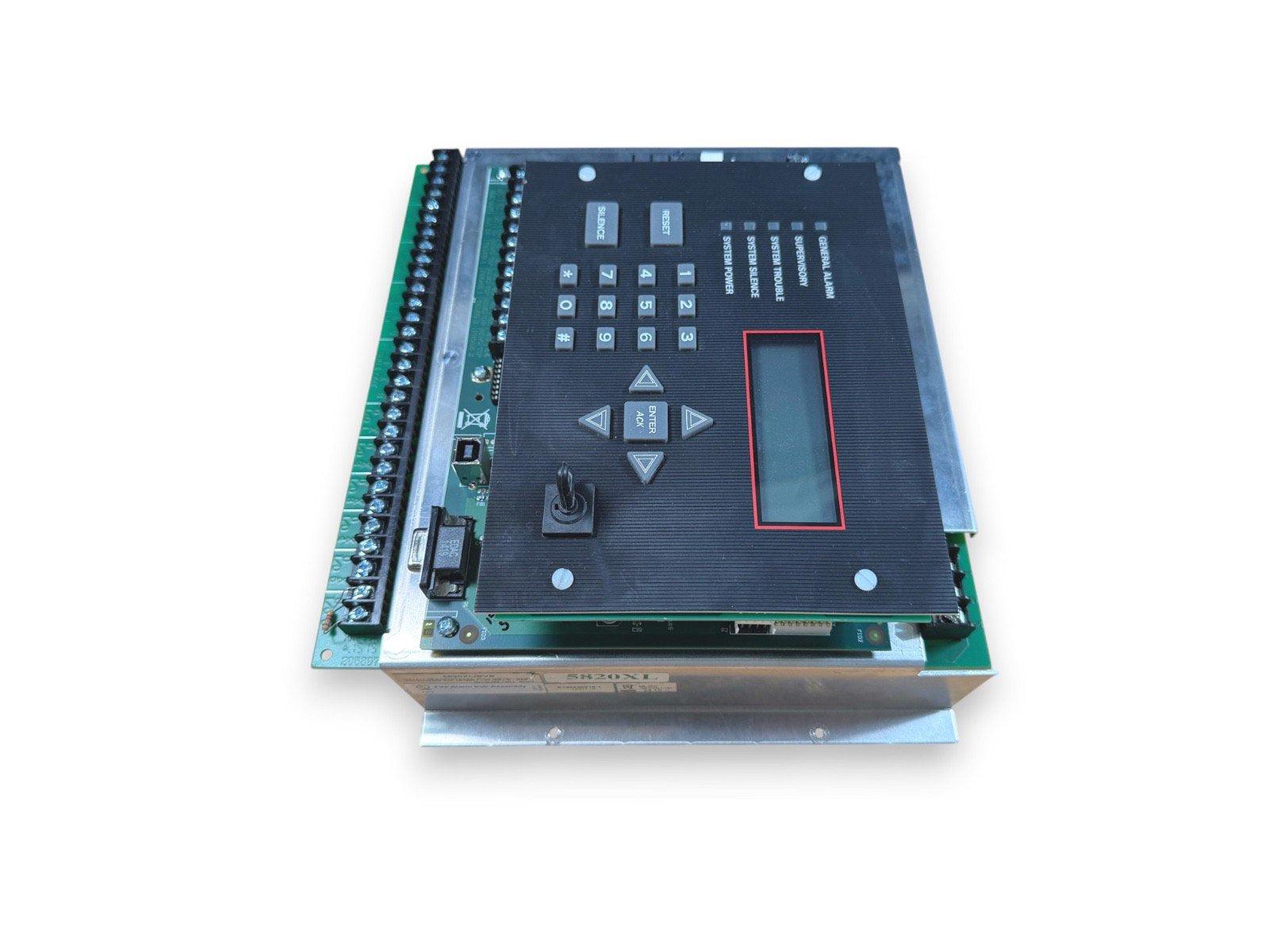 Fire alarm control panel with keypad and LCD display for system monitoring and control