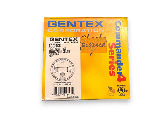 Gentex GCC24CR fire alarm strobe, ceiling mount, 24VDC red, Commander Series, UL listed