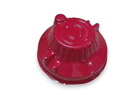 Red fire alarm bell cover, protective housing for fire safety equipment